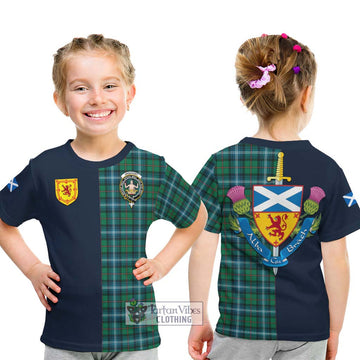 Urquhart Ancient Tartan Kid T-Shirt Alba with Scottish Lion Royal Arm Half Style