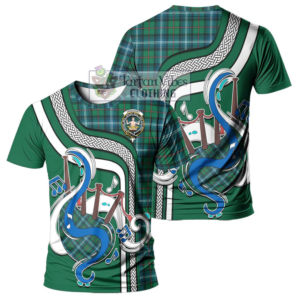 Urquhart Ancient Tartan T-Shirt with Epic Bagpipe Style - Tartanvibesclothing Shop