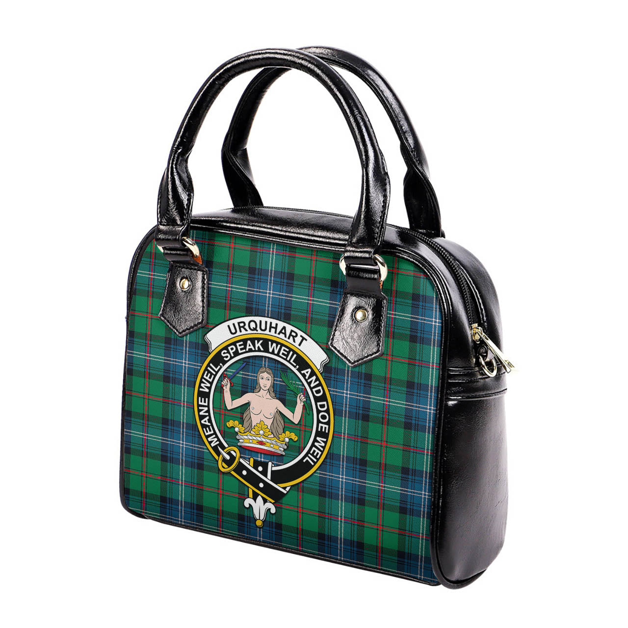 Urquhart Ancient Tartan Shoulder Handbags with Family Crest - Tartanvibesclothing