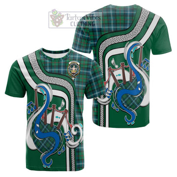 Urquhart Ancient Tartan Cotton T-shirt with Epic Bagpipe Style