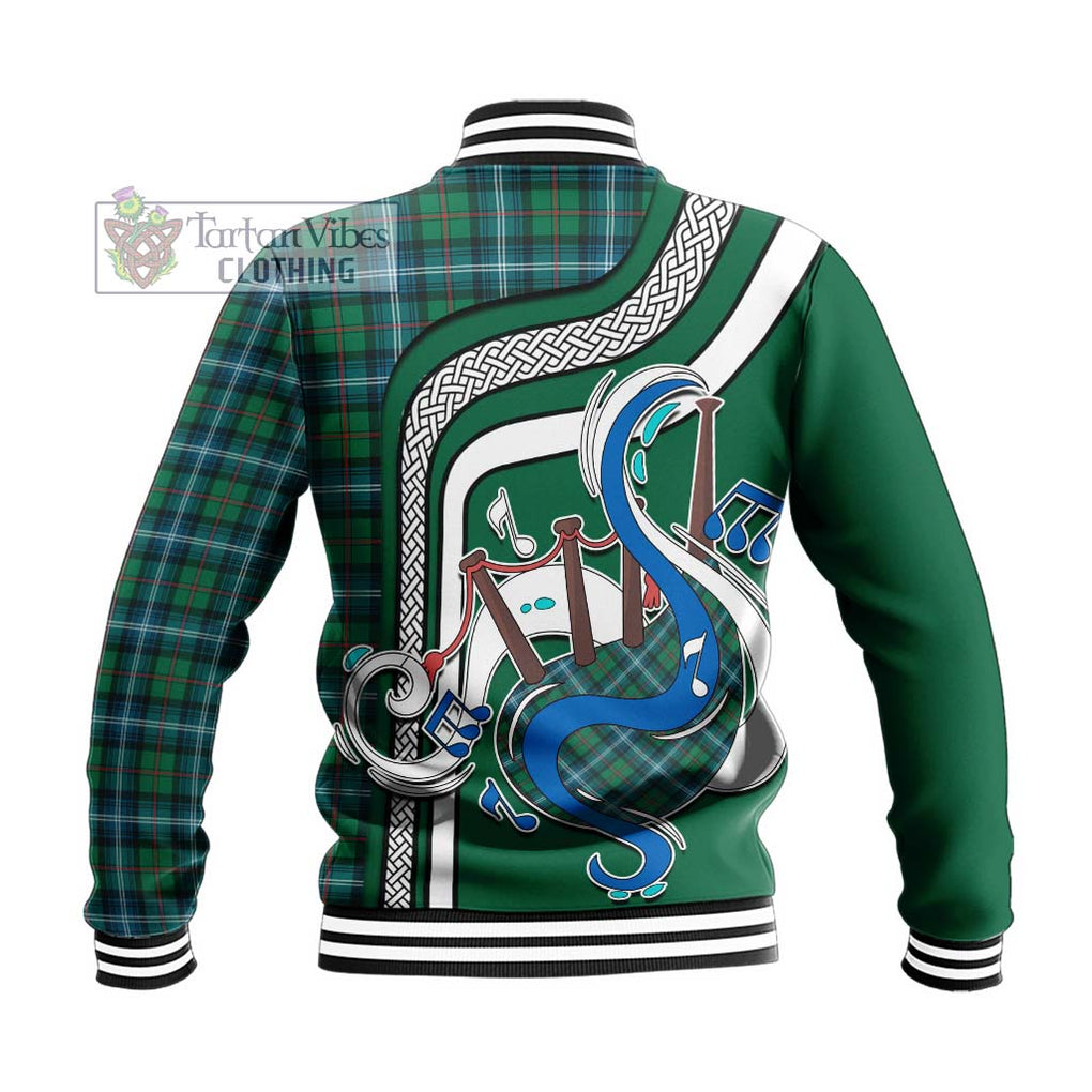 Tartan Vibes Clothing Urquhart Ancient Tartan Baseball Jacket with Epic Bagpipe Style