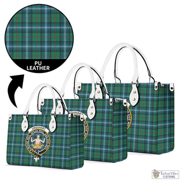 Urquhart Ancient Tartan Luxury Leather Handbags with Family Crest