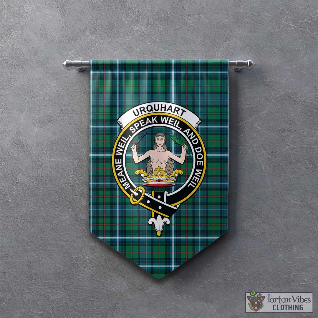 Tartan Vibes Clothing Urquhart Ancient Tartan Gonfalon, Tartan Banner with Family Crest