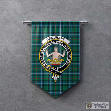 Urquhart Ancient Tartan Gonfalon, Tartan Banner with Family Crest