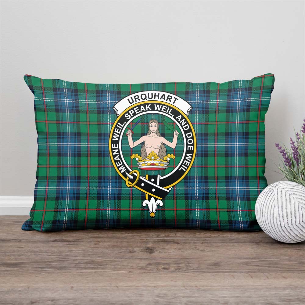 Urquhart Ancient Tartan Pillow Cover with Family Crest Rectangle Pillow Cover - Tartanvibesclothing