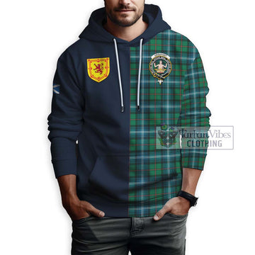 Urquhart Ancient Tartan Hoodie Alba with Scottish Lion Royal Arm Half Style