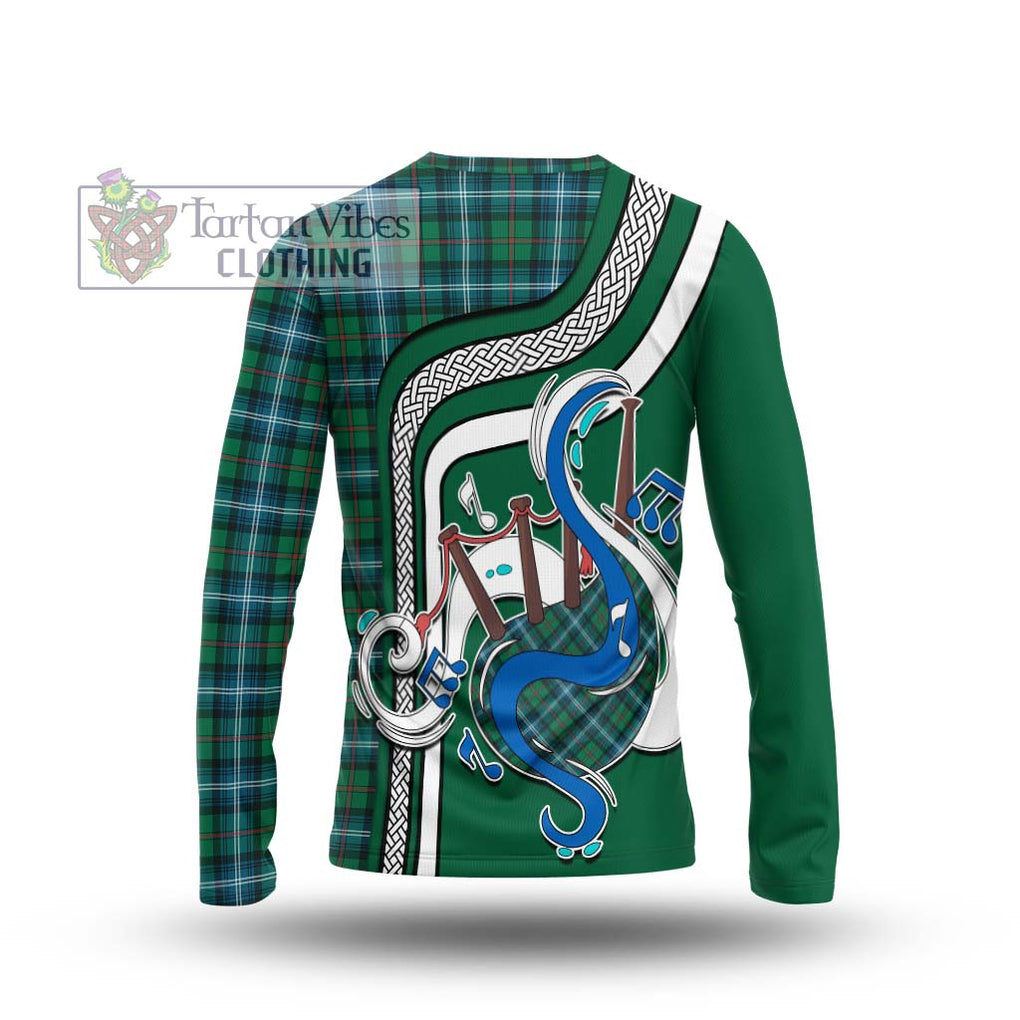 Tartan Vibes Clothing Urquhart Ancient Tartan Long Sleeve T-Shirt with Epic Bagpipe Style