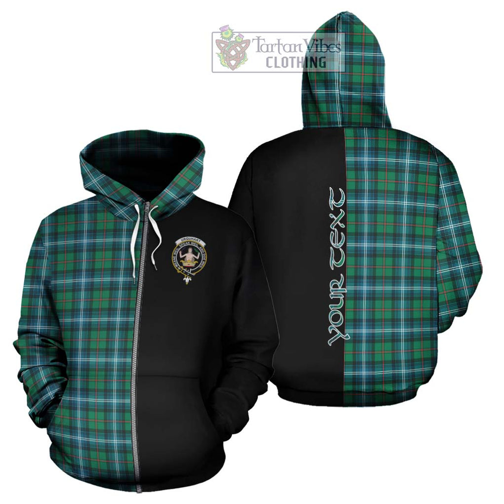 Urquhart Ancient Tartan Hoodie with Family Crest and Half Of Me Style - Tartanvibesclothing Shop