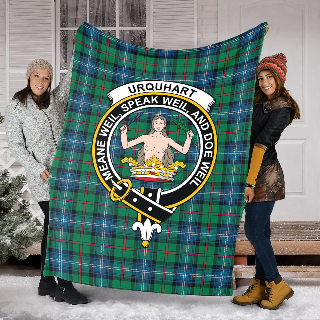 urquhart-ancient-tartab-blanket-with-family-crest