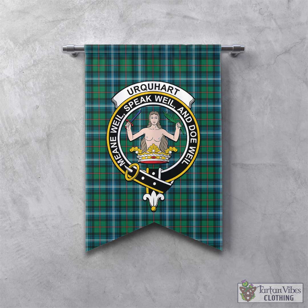 Tartan Vibes Clothing Urquhart Ancient Tartan Gonfalon, Tartan Banner with Family Crest