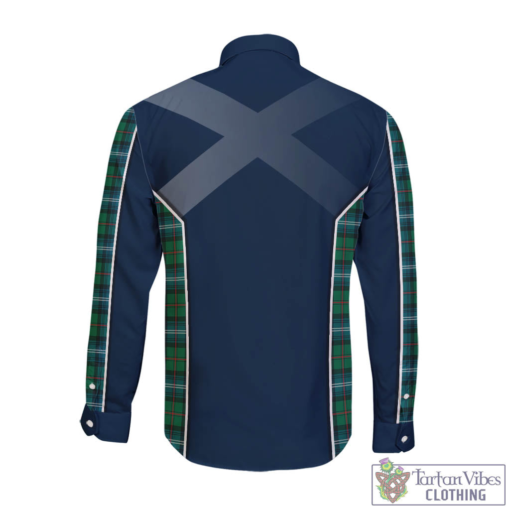 Tartan Vibes Clothing Urquhart Ancient Tartan Long Sleeve Button Up Shirt with Family Crest and Scottish Thistle Vibes Sport Style