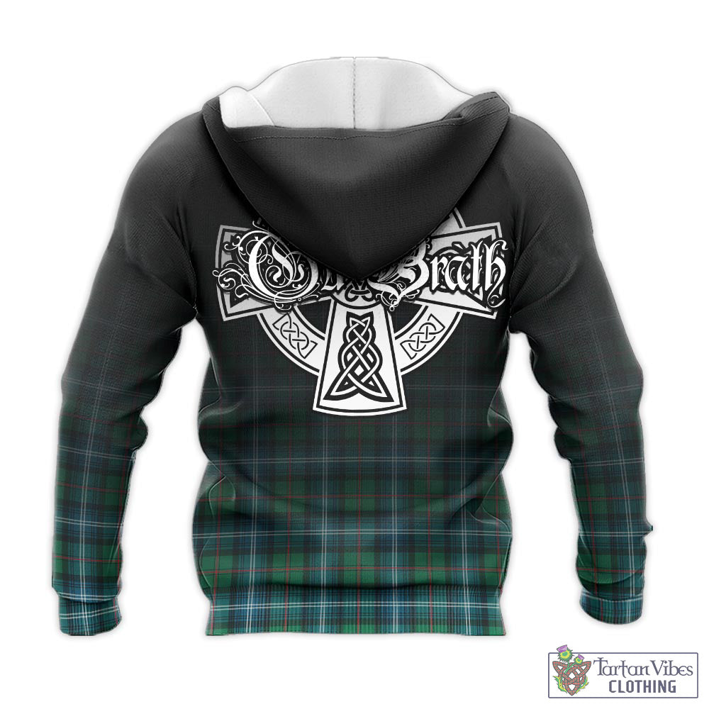 Tartan Vibes Clothing Urquhart Ancient Tartan Knitted Hoodie Featuring Alba Gu Brath Family Crest Celtic Inspired