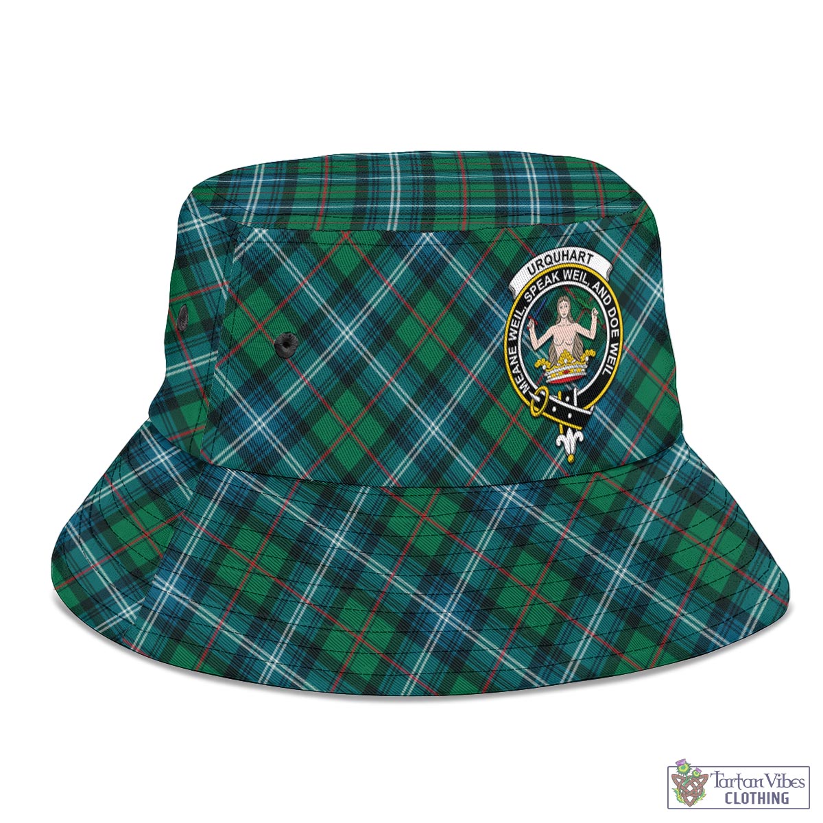 Tartan Vibes Clothing Urquhart Ancient Tartan Bucket Hat with Family Crest