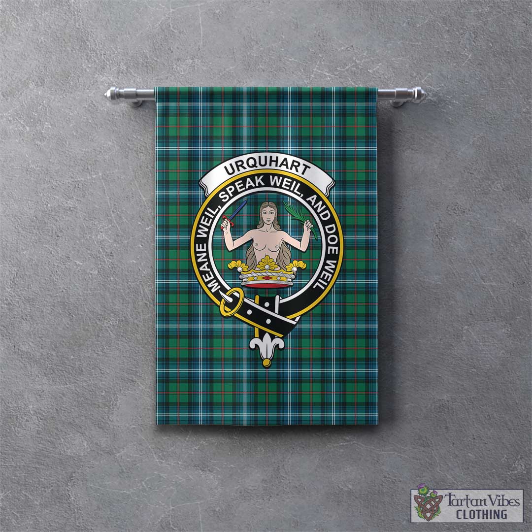 Tartan Vibes Clothing Urquhart Ancient Tartan Gonfalon, Tartan Banner with Family Crest