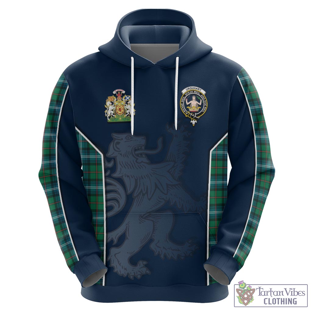 Tartan Vibes Clothing Urquhart Ancient Tartan Hoodie with Family Crest and Lion Rampant Vibes Sport Style