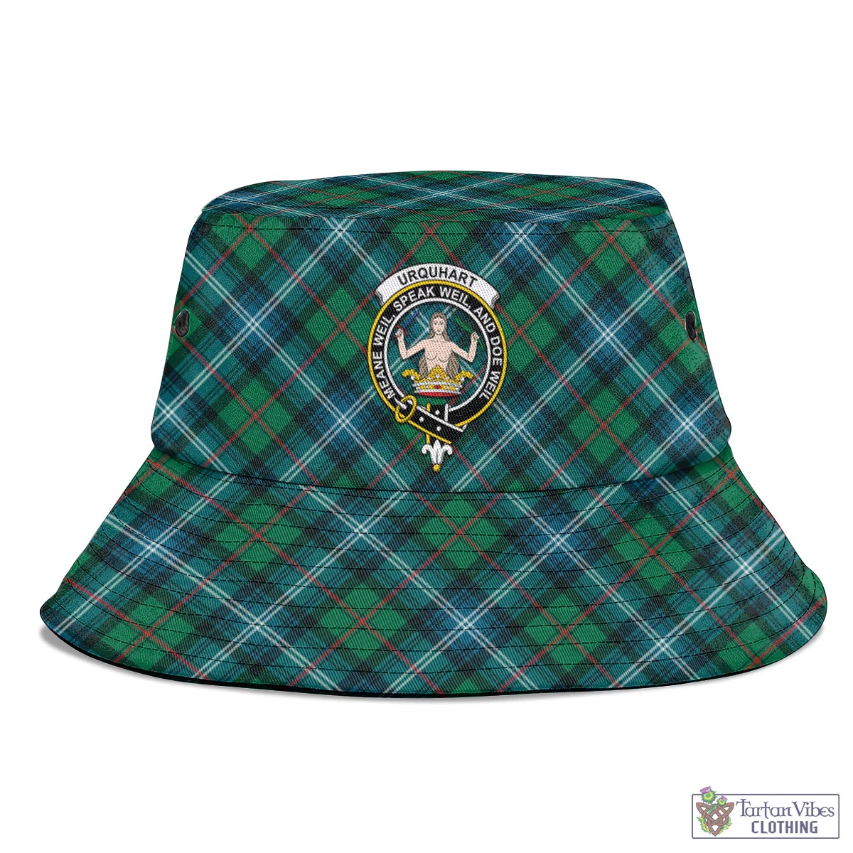 Tartan Vibes Clothing Urquhart Ancient Tartan Bucket Hat with Family Crest