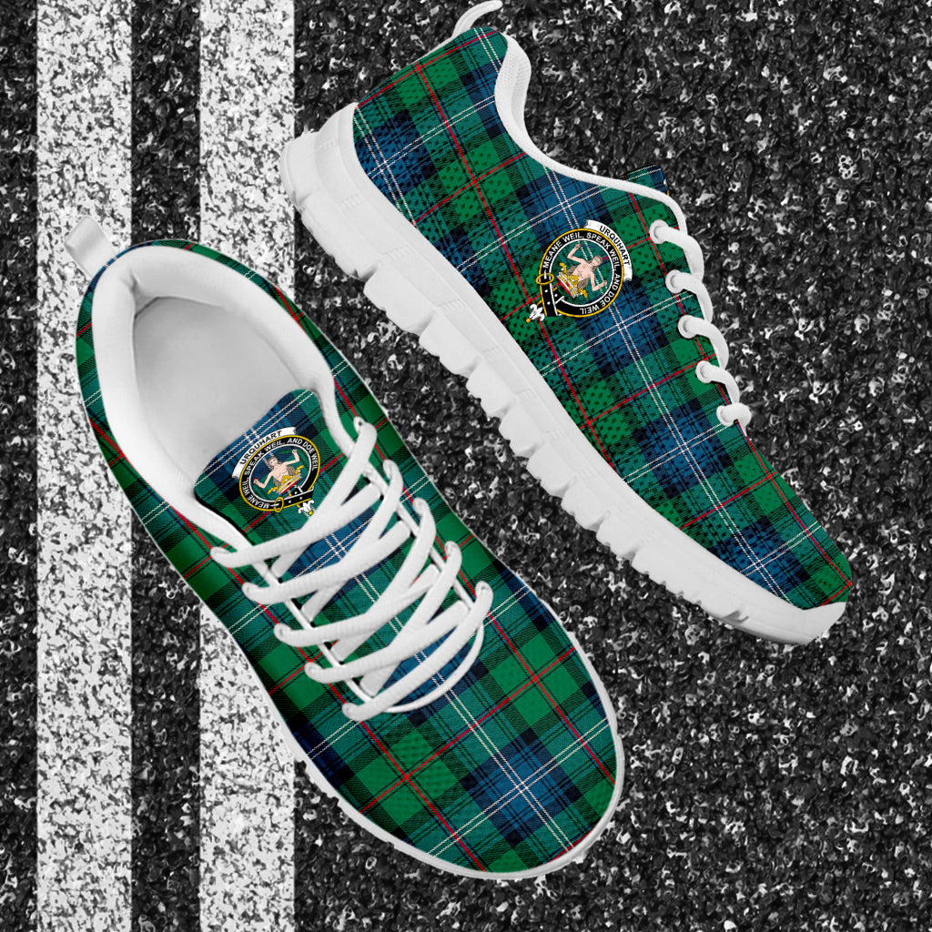 Urquhart Ancient Tartan Sneakers with Family Crest - Tartan Vibes Clothing