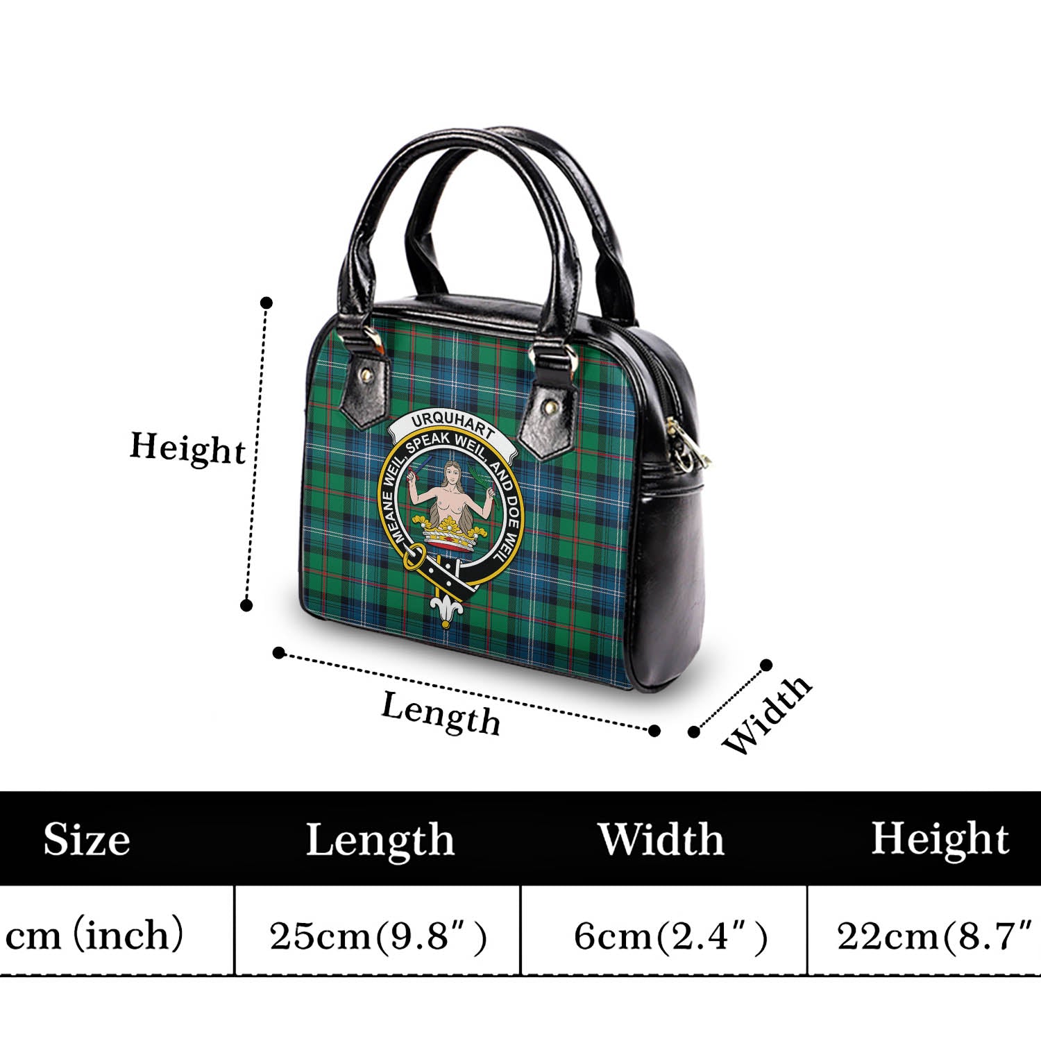 Urquhart Ancient Tartan Shoulder Handbags with Family Crest - Tartanvibesclothing