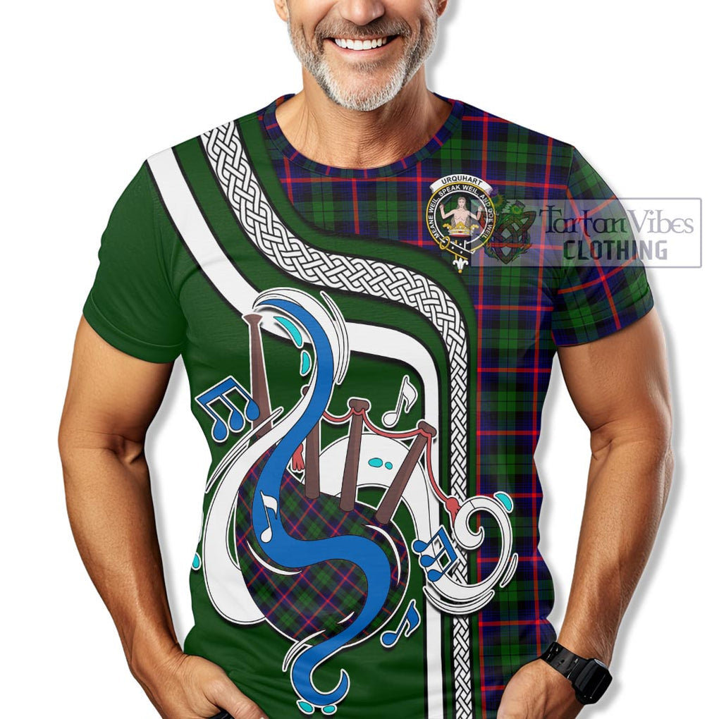 Urquhart Modern Tartan T-Shirt with Epic Bagpipe Style Kid's Shirt - Tartanvibesclothing Shop