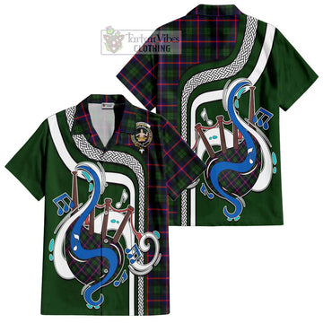 Urquhart Modern Tartan Short Sleeve Button Shirt with Epic Bagpipe Style