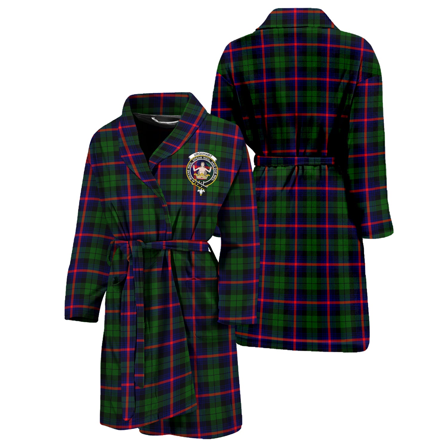 Urquhart Modern Tartan Bathrobe with Family Crest Unisex S - Tartan Vibes Clothing