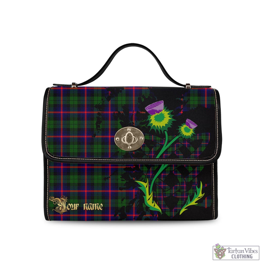 Tartan Vibes Clothing Urquhart Modern Tartan Waterproof Canvas Bag with Scotland Map and Thistle Celtic Accents