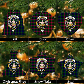 Urquhart Modern Tartan Christmas Ceramic Ornaments with Family Crest