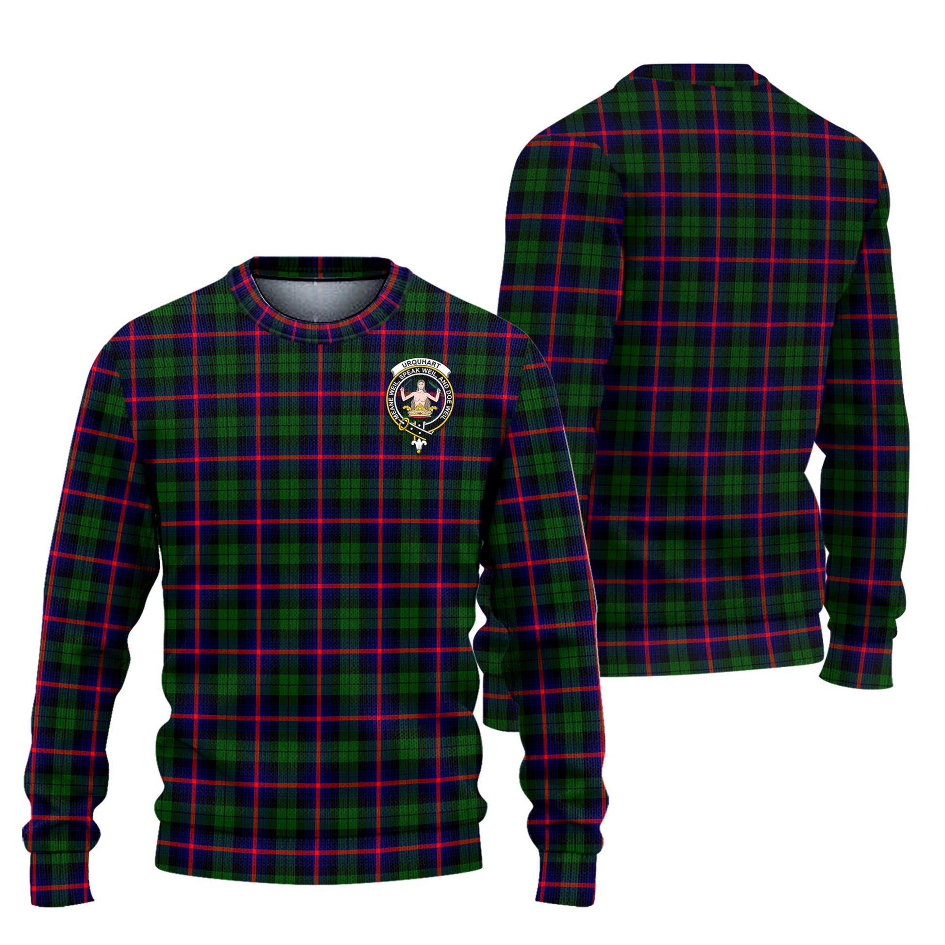 Urquhart Modern Tartan Knitted Sweater with Family Crest Unisex - Tartanvibesclothing