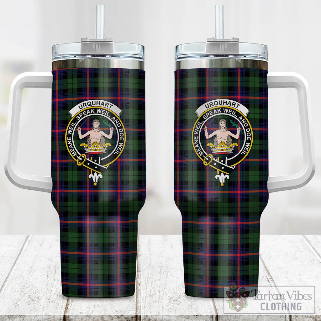 Tartan Vibes Clothing Urquhart Modern Tartan and Family Crest Tumbler with Handle