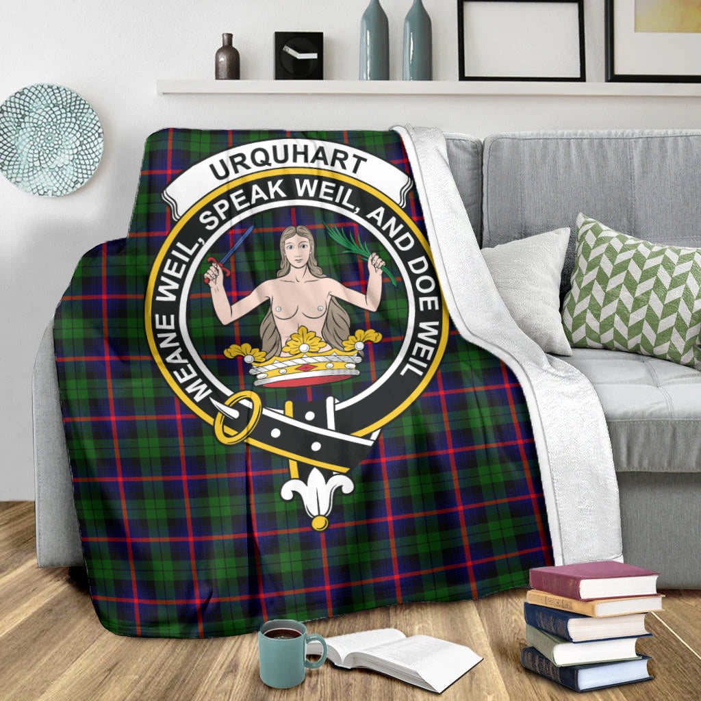 urquhart-modern-tartab-blanket-with-family-crest