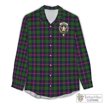 Urquhart Modern Tartan Women's Casual Shirt with Family Crest