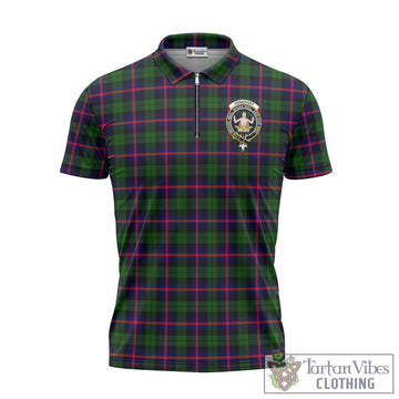 Urquhart Modern Tartan Zipper Polo Shirt with Family Crest