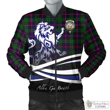 Urquhart Modern Tartan Bomber Jacket with Alba Gu Brath Regal Lion Emblem