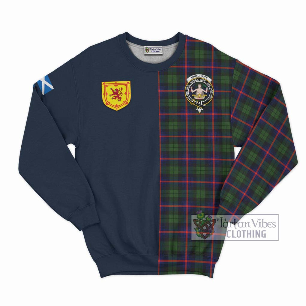 Tartan Vibes Clothing Urquhart Modern Tartan Sweatshirt with Scottish Lion Royal Arm Half Style