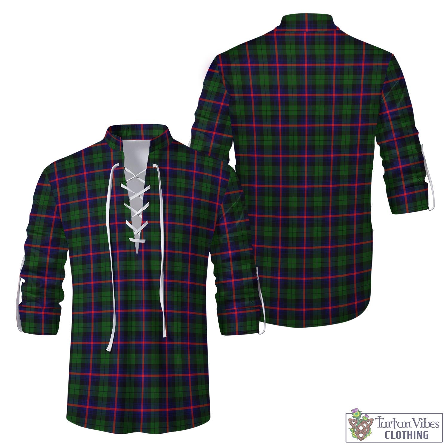 Tartan Vibes Clothing Urquhart Modern Tartan Men's Scottish Traditional Jacobite Ghillie Kilt Shirt