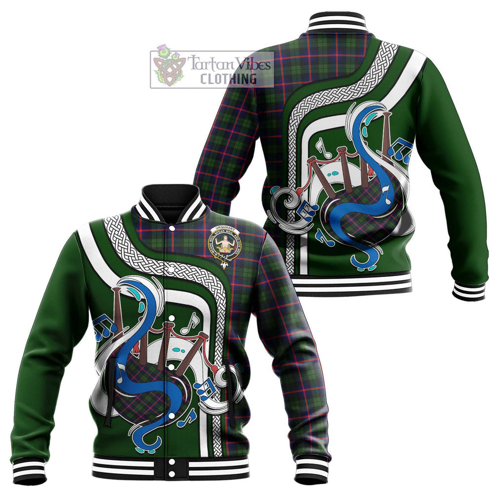 Tartan Vibes Clothing Urquhart Modern Tartan Baseball Jacket with Epic Bagpipe Style