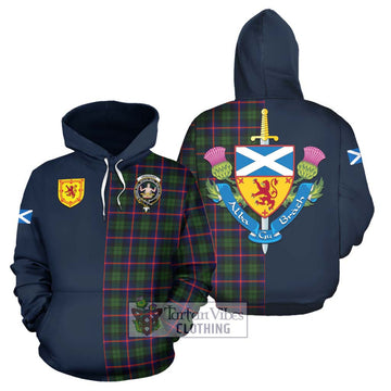 Urquhart Modern Tartan Hoodie Alba with Scottish Lion Royal Arm Half Style