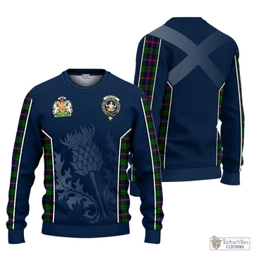 Urquhart Modern Tartan Knitted Sweatshirt with Family Crest and Scottish Thistle Vibes Sport Style