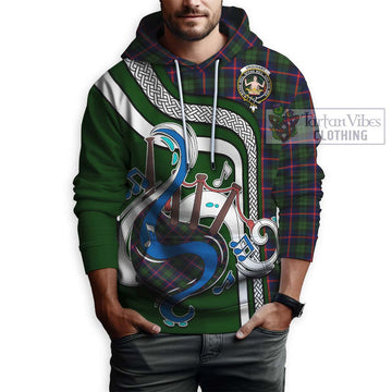 Urquhart Modern Tartan Hoodie with Epic Bagpipe Style