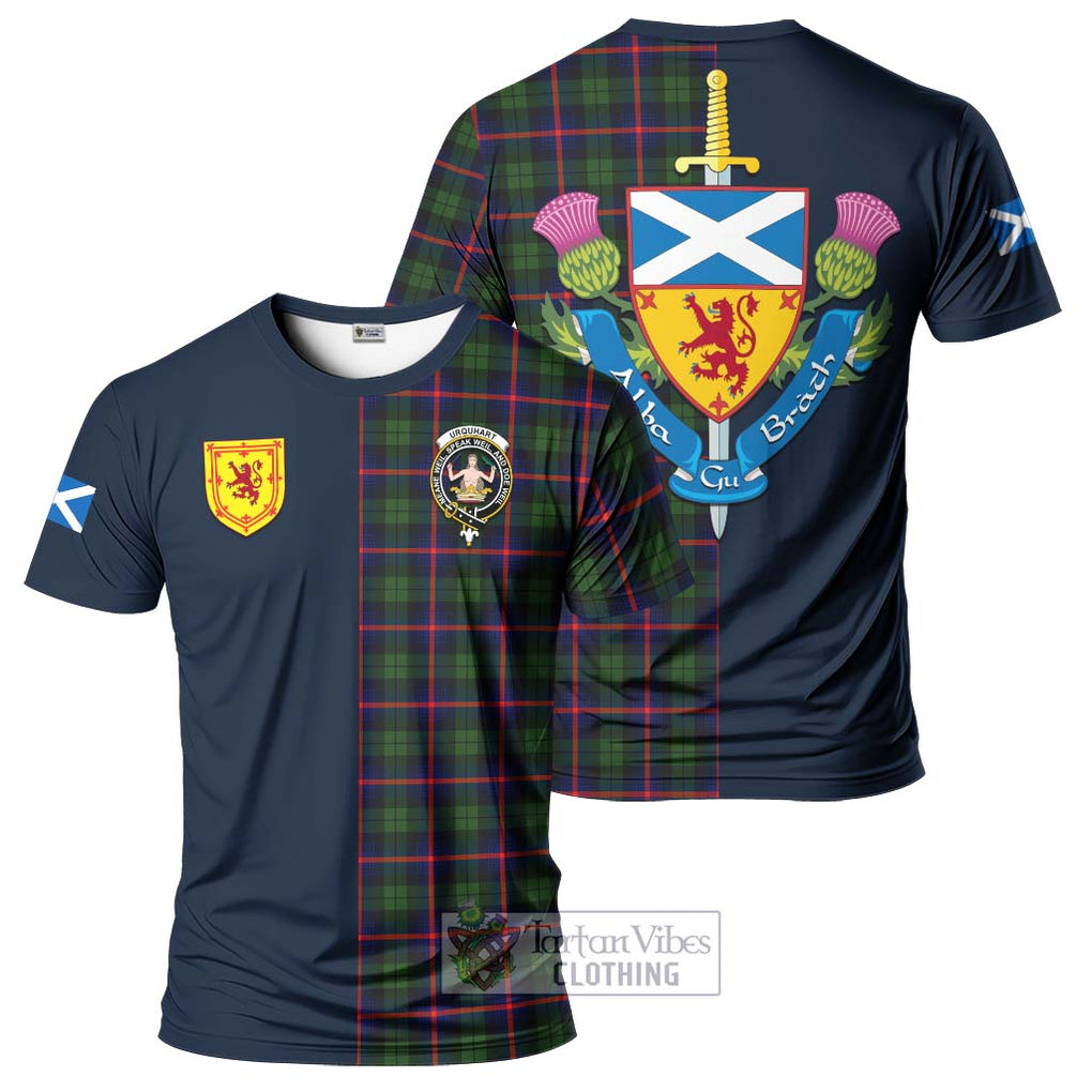 Tartan Vibes Clothing Urquhart Modern Tartan T-Shirt Alba with Scottish Lion Royal Arm Half Style