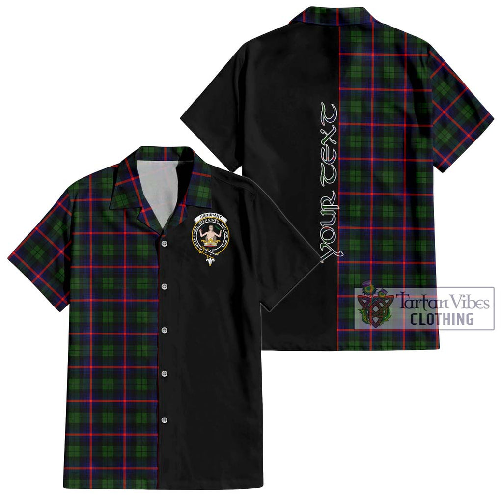 Urquhart Modern Tartan Short Sleeve Button Shirt with Family Crest and Half Of Me Style Kid - Tartanvibesclothing Shop