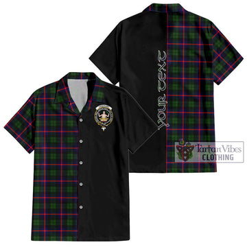 Urquhart Modern Tartan Short Sleeve Button Shirt with Family Crest and Half Of Me Style