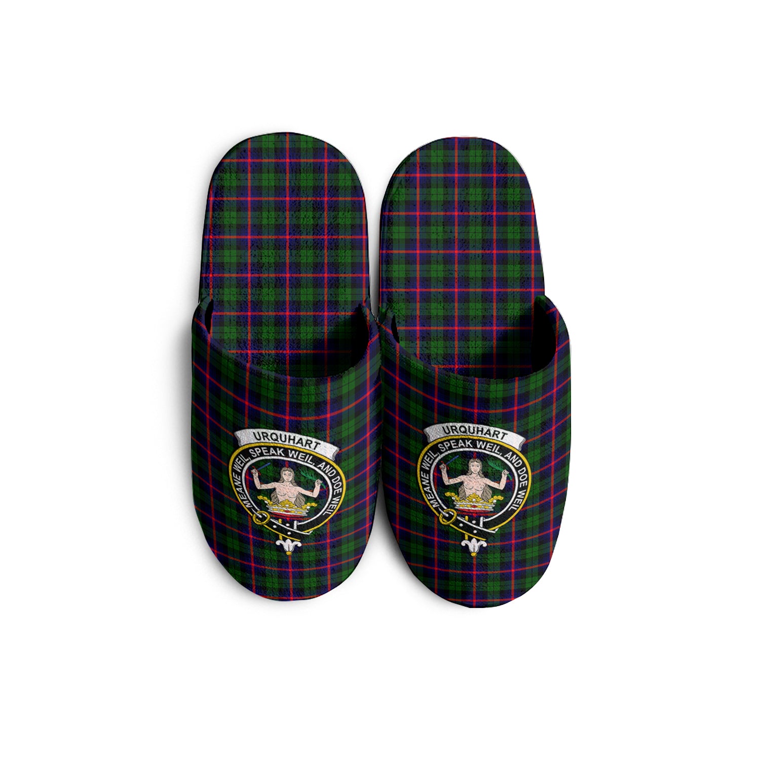 Urquhart Modern Tartan Home Slippers with Family Crest KIDS - Tartan Vibes Clothing