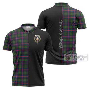 Urquhart Modern Tartan Zipper Polo Shirt with Family Crest and Half Of Me Style