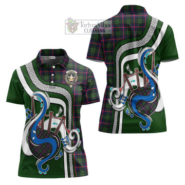 Urquhart Modern Tartan Women's Polo Shirt with Epic Bagpipe Style