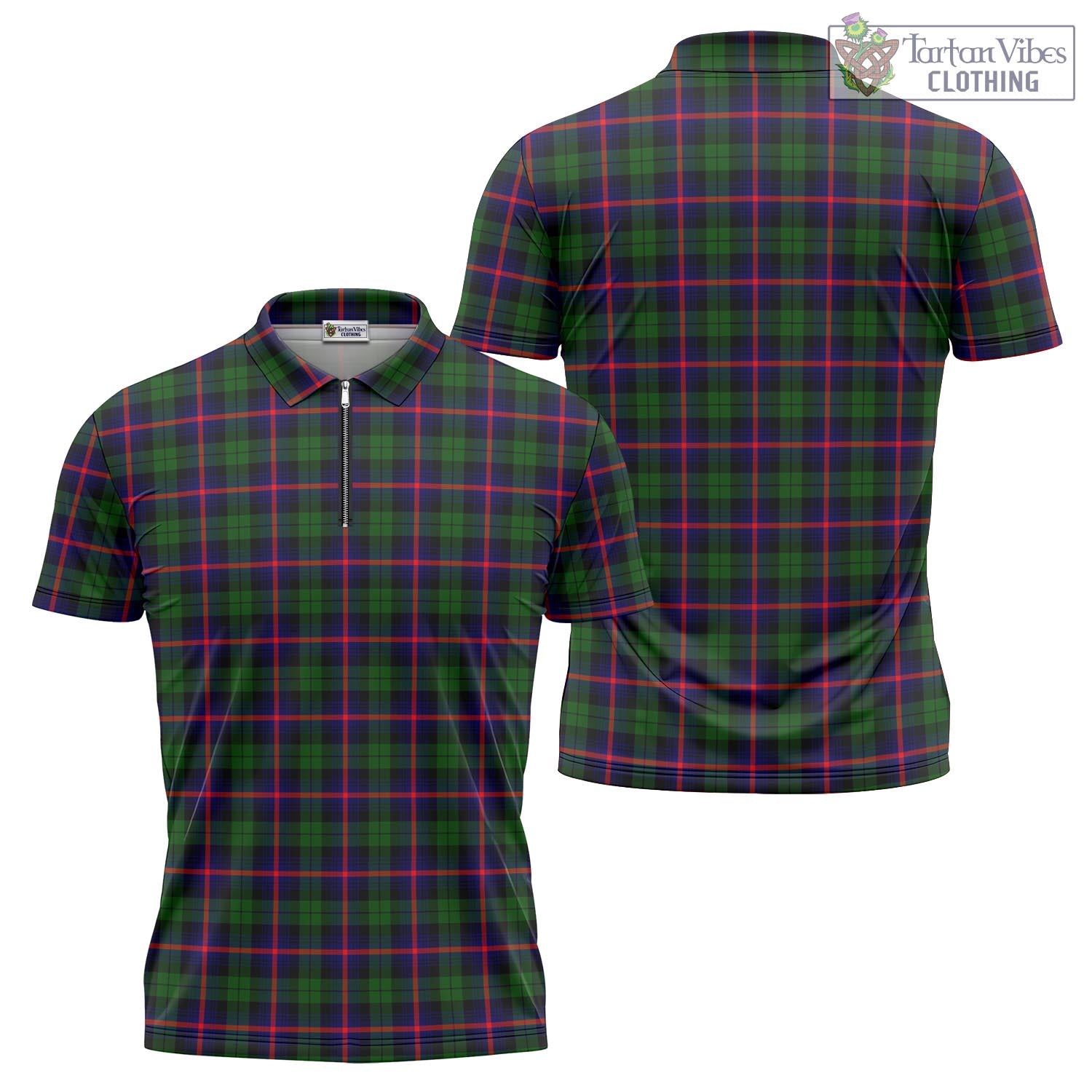 Tartan Vibes Clothing Urquhart Modern Tartan Zipper Polo Shirt