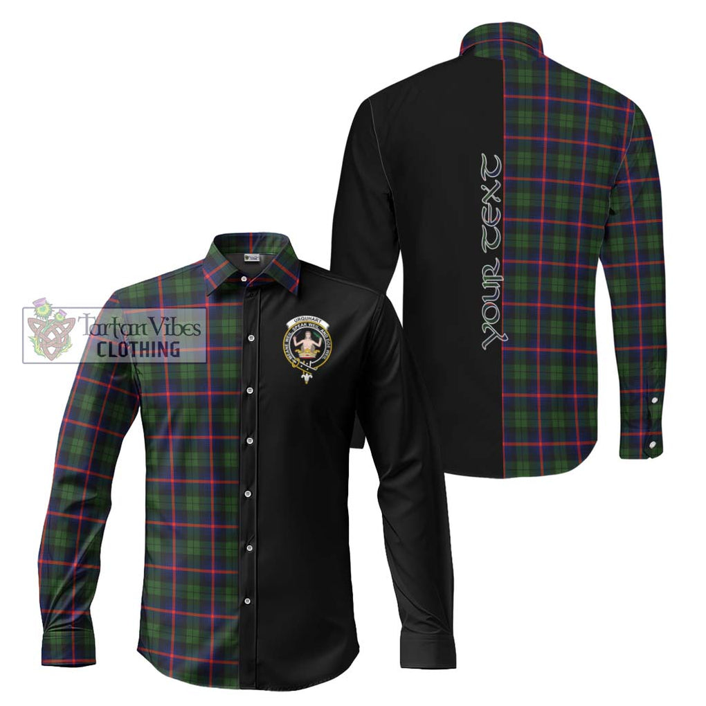 Urquhart Modern Tartan Long Sleeve Button Shirt with Family Crest and Half Of Me Style Men's Shirt S - Tartanvibesclothing Shop