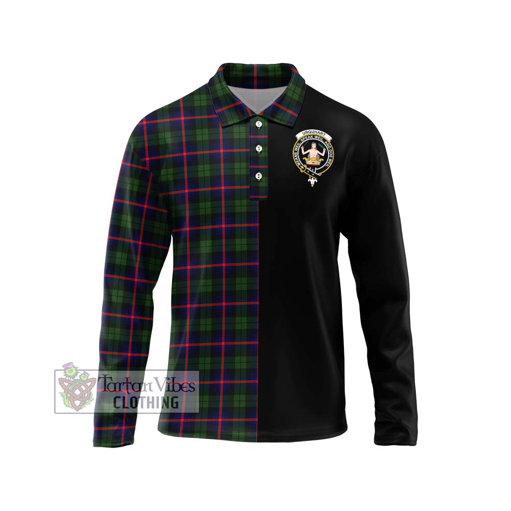 Urquhart Modern Tartan Long Sleeve Polo Shirt with Family Crest and Half Of Me Style Unisex - Tartanvibesclothing Shop