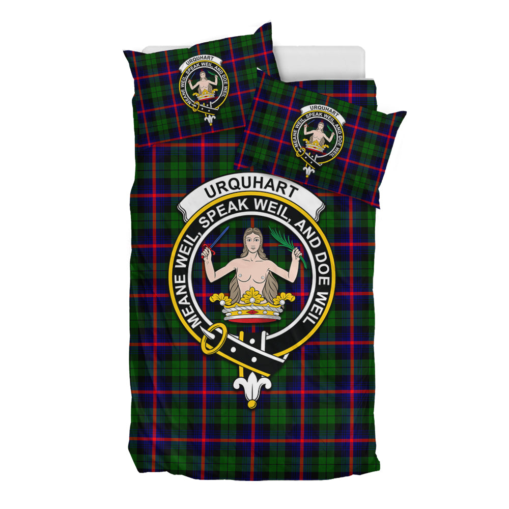 urquhart-modern-tartan-bedding-set-with-family-crest