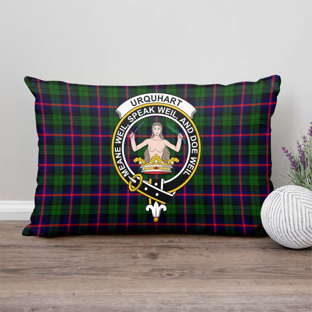 Urquhart Modern Tartan Pillow Cover with Family Crest Rectangle Pillow Cover - Tartanvibesclothing